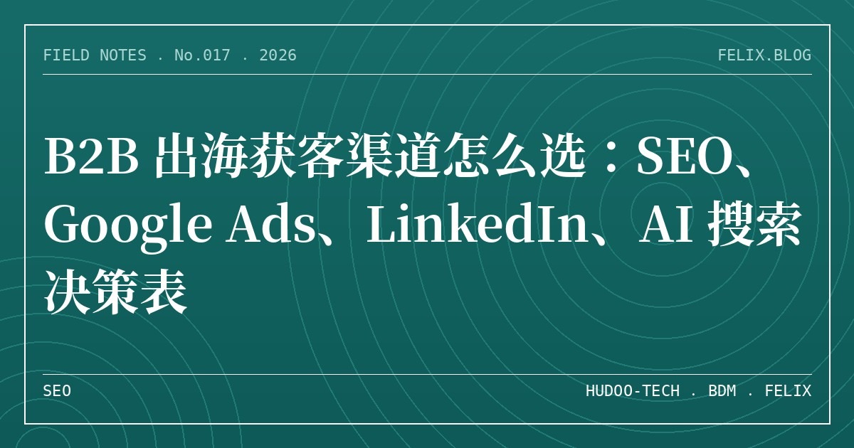 B2B 出海获客渠道怎么选：SEO、Google Ads、LinkedIn、AI 搜索决策表